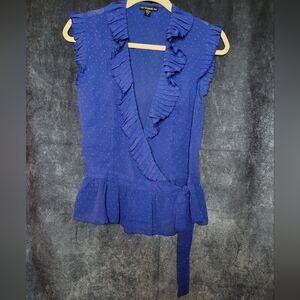 ✨️3/$25✨️ Cobalt Blue Ruffled Wrap Top